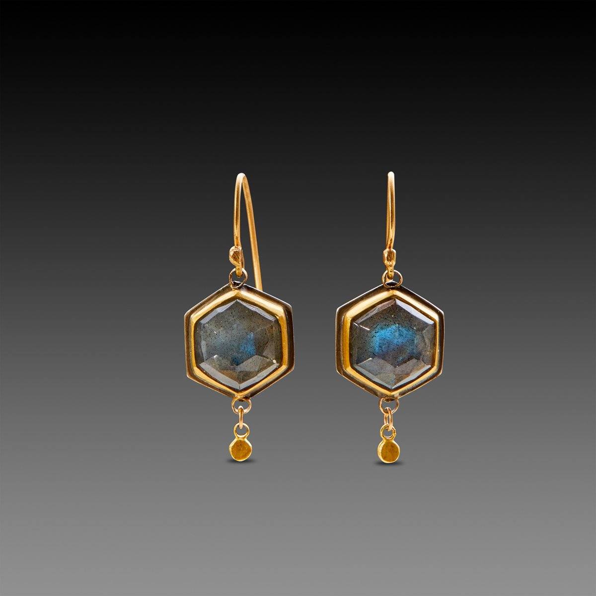 Labradorite Hexagon Earrings