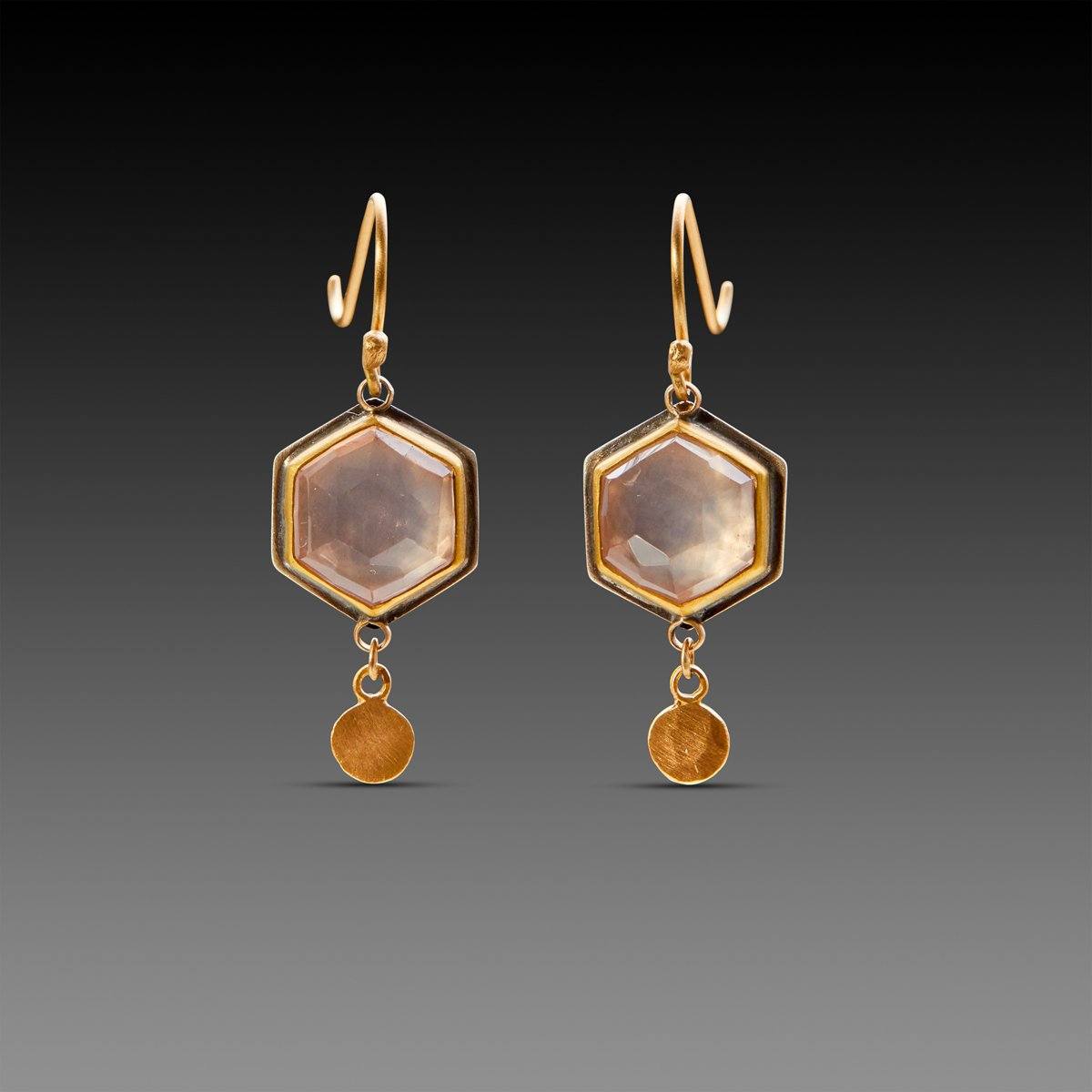 Rose Quartz Hexagon Earrings