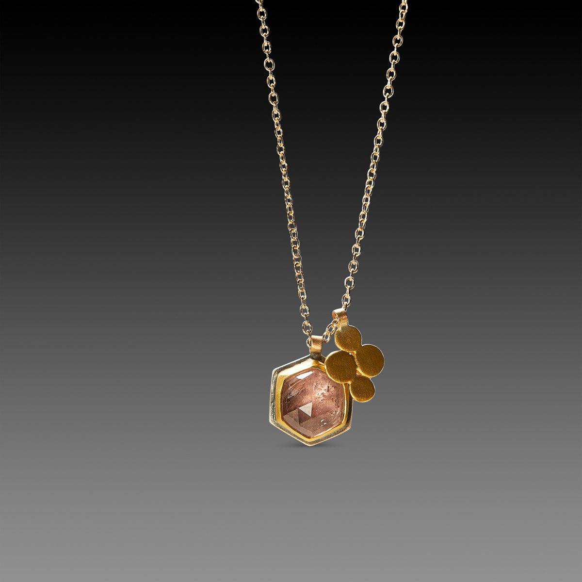 Pink Sapphire Necklace with 22k Gold Charm