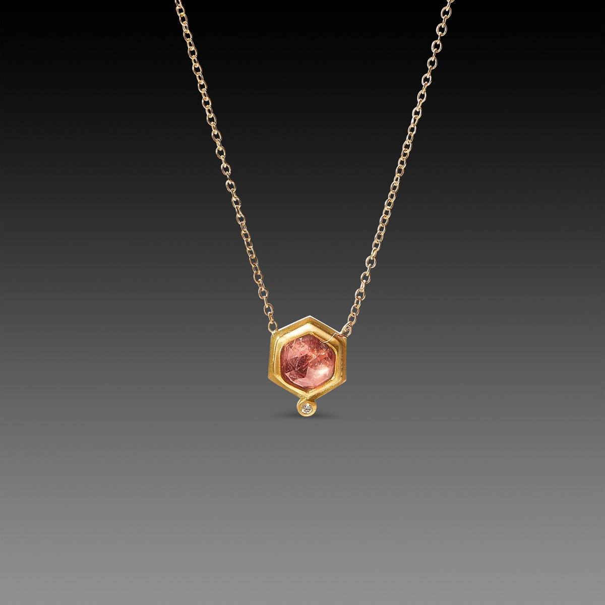 Pink Sapphire Necklace with Diamond