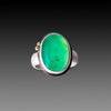 Chrysoprase Ring with Diamond Dots