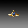 Blue Sapphire Teardrop Ring with Diamond Trios