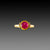 Rose Cut Ruby Ring with Diamond Trios