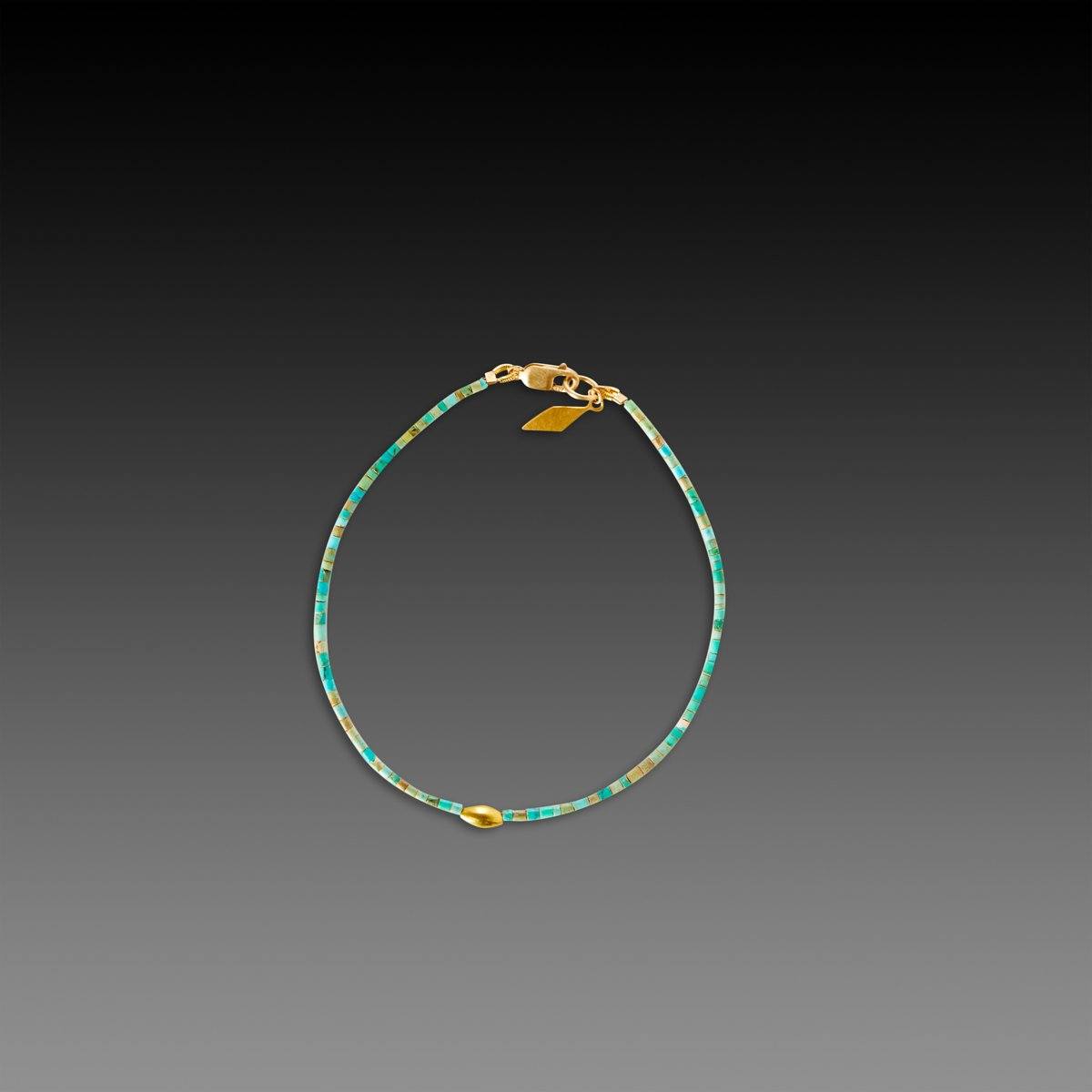 Turquoise Bracelet with 22k Diamond Charm