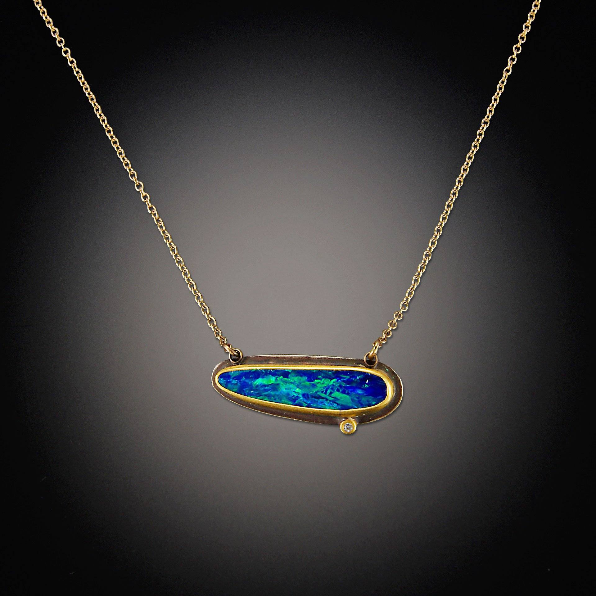 Australian Opal Necklace with Diamond