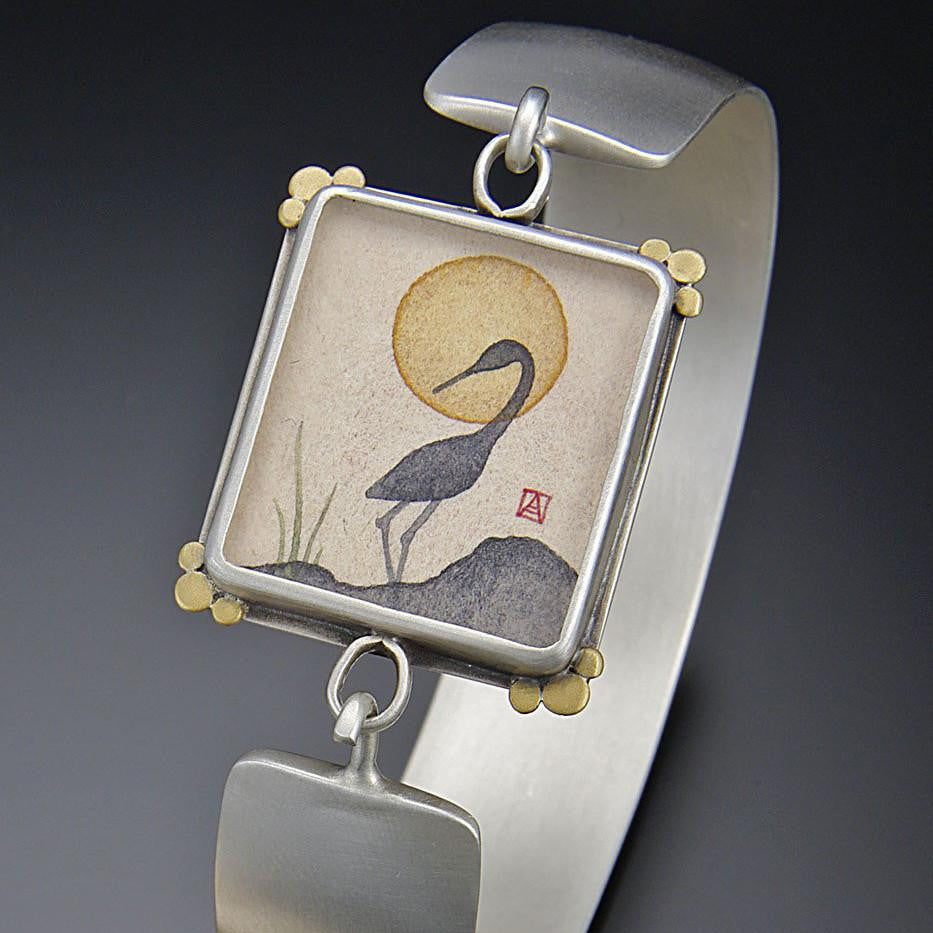 Crane Silhouette Cuff Bracelet - Ananda Khalsa Jewelry