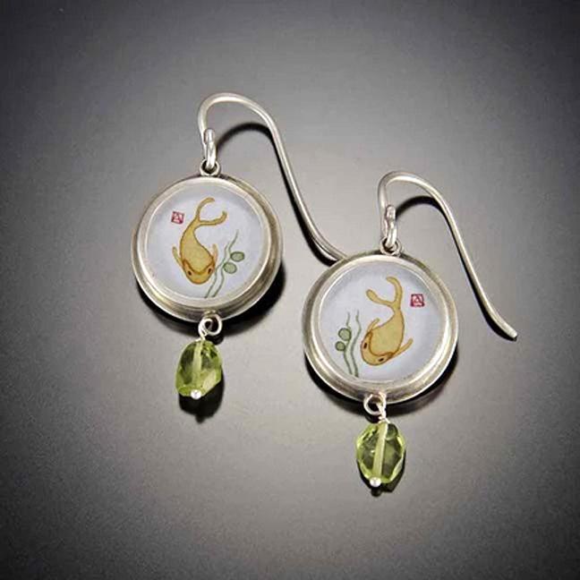 Koi Earrings with Peridot