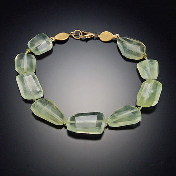 Prehnite Bracelet with 22k Gold Disks