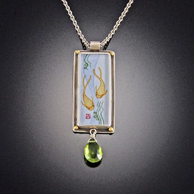 Rectangular Koi Necklace with Peridot