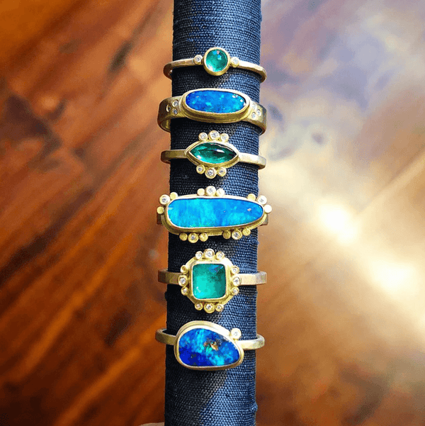 Square Emerald Ring With Diamond Trios
