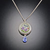 Small Round Dragonfly Necklace with Tanzanite Drop