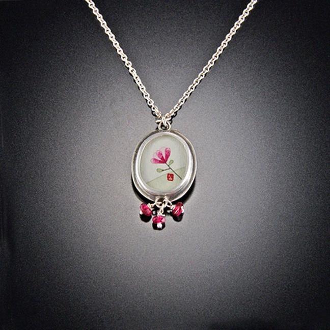 Tiny Oval Magnolia Necklace