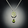 Tiny Oval Spring Maple Necklace with Peridot Drop