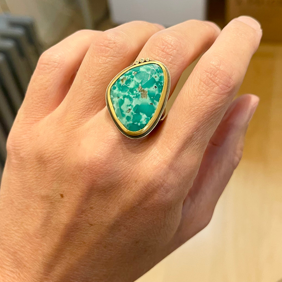 Turquoise Ring with Pyrite Flecks