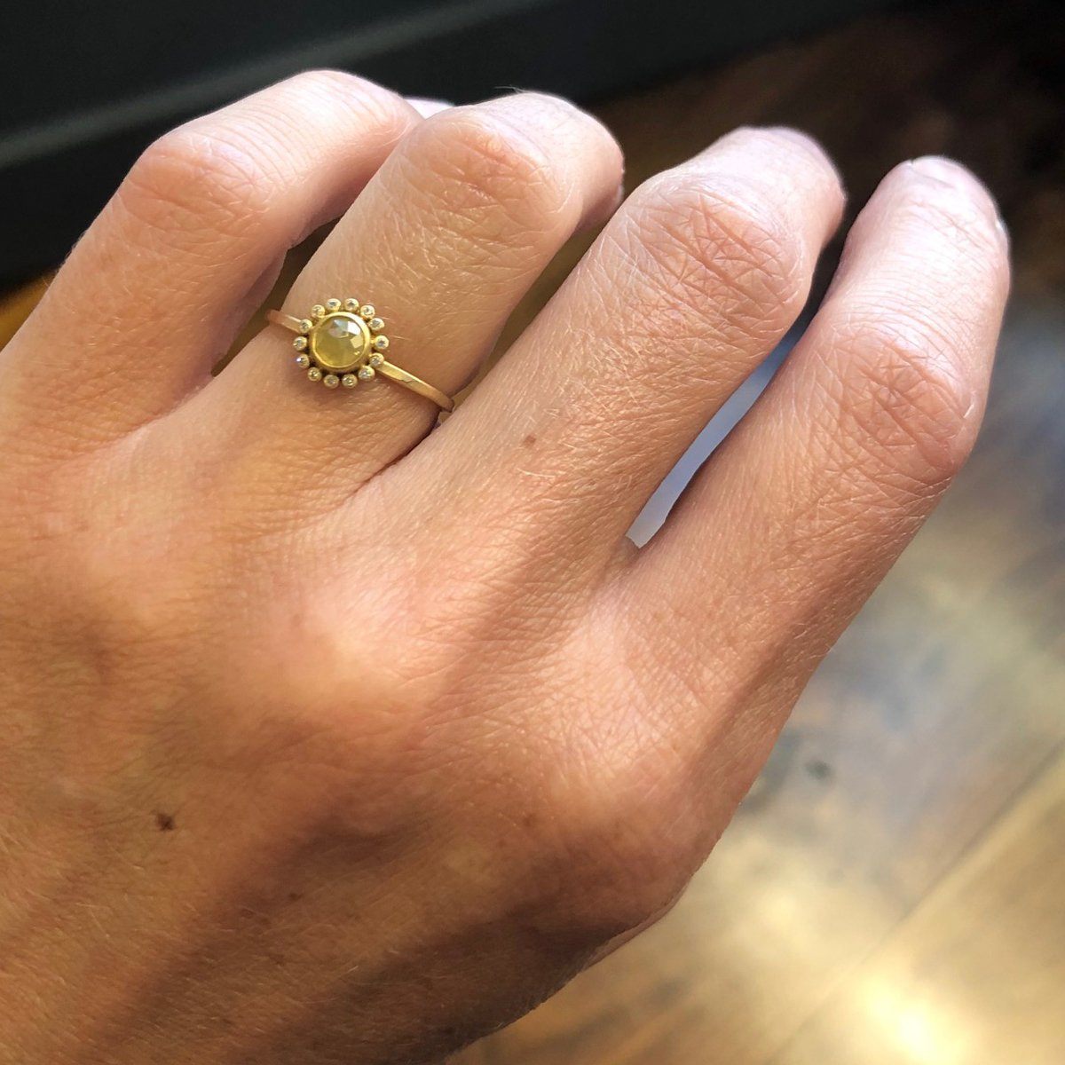 Yellow Diamond Ring with Diamond Halo