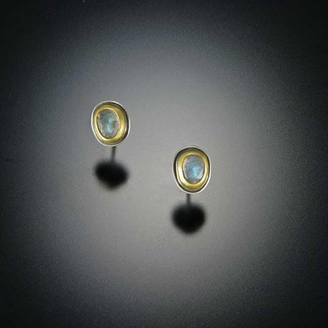 Tiny Gold Labradorite Stud Earrings