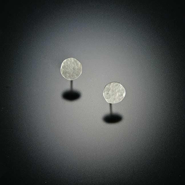 Simple Hammered Disk Stud Earrings