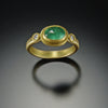 Rose Cut Emerald Ring with Diamonds