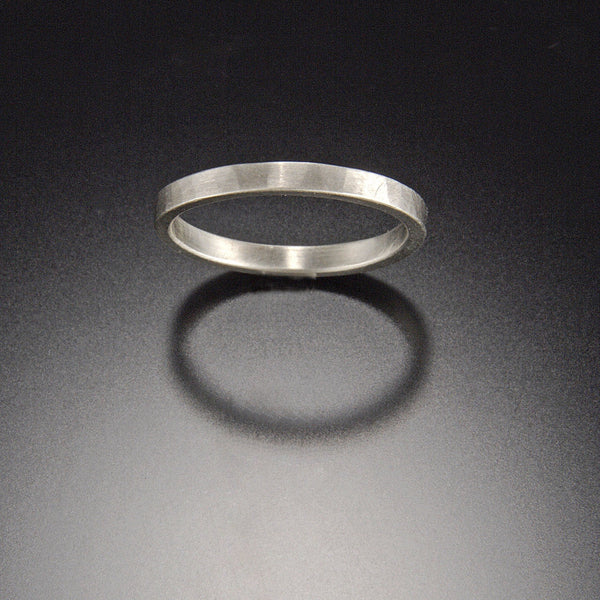 2mm Hammered White Gold Band