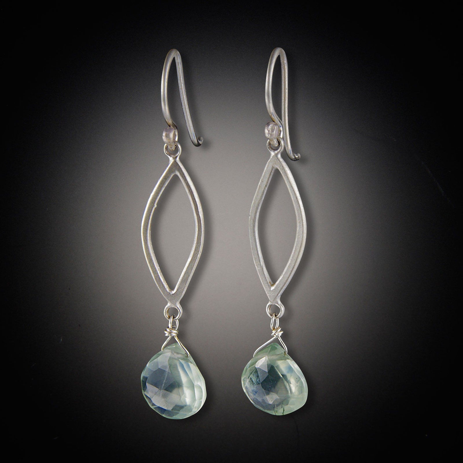 Open Leaf Earrings with Prehnite Drops