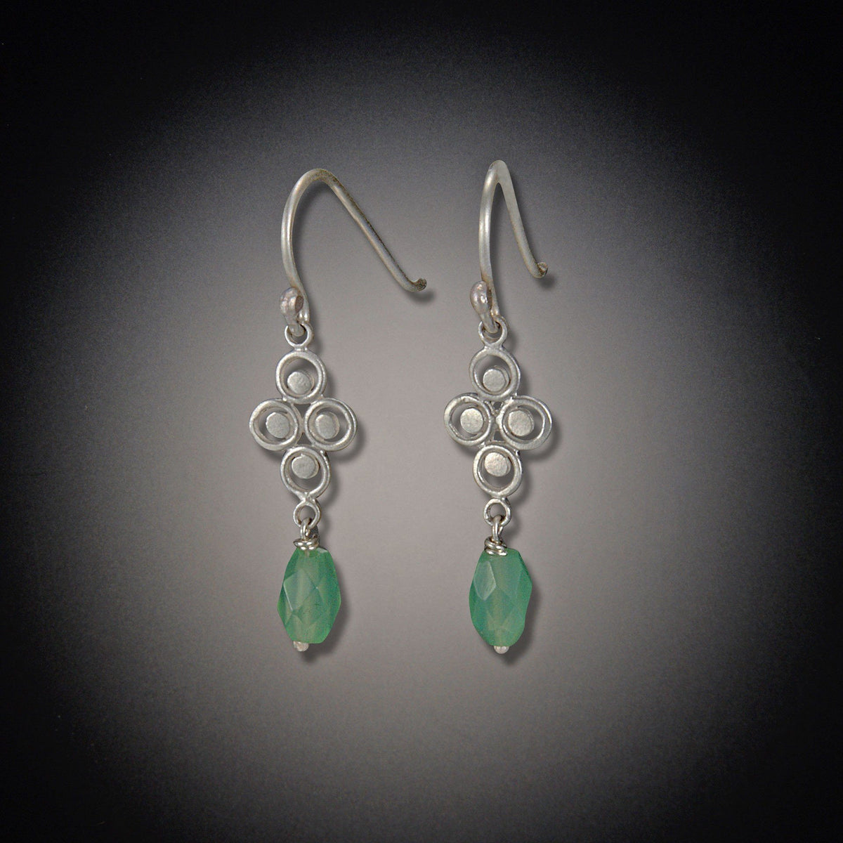 Small Filigree Earrings with Chrysoprase