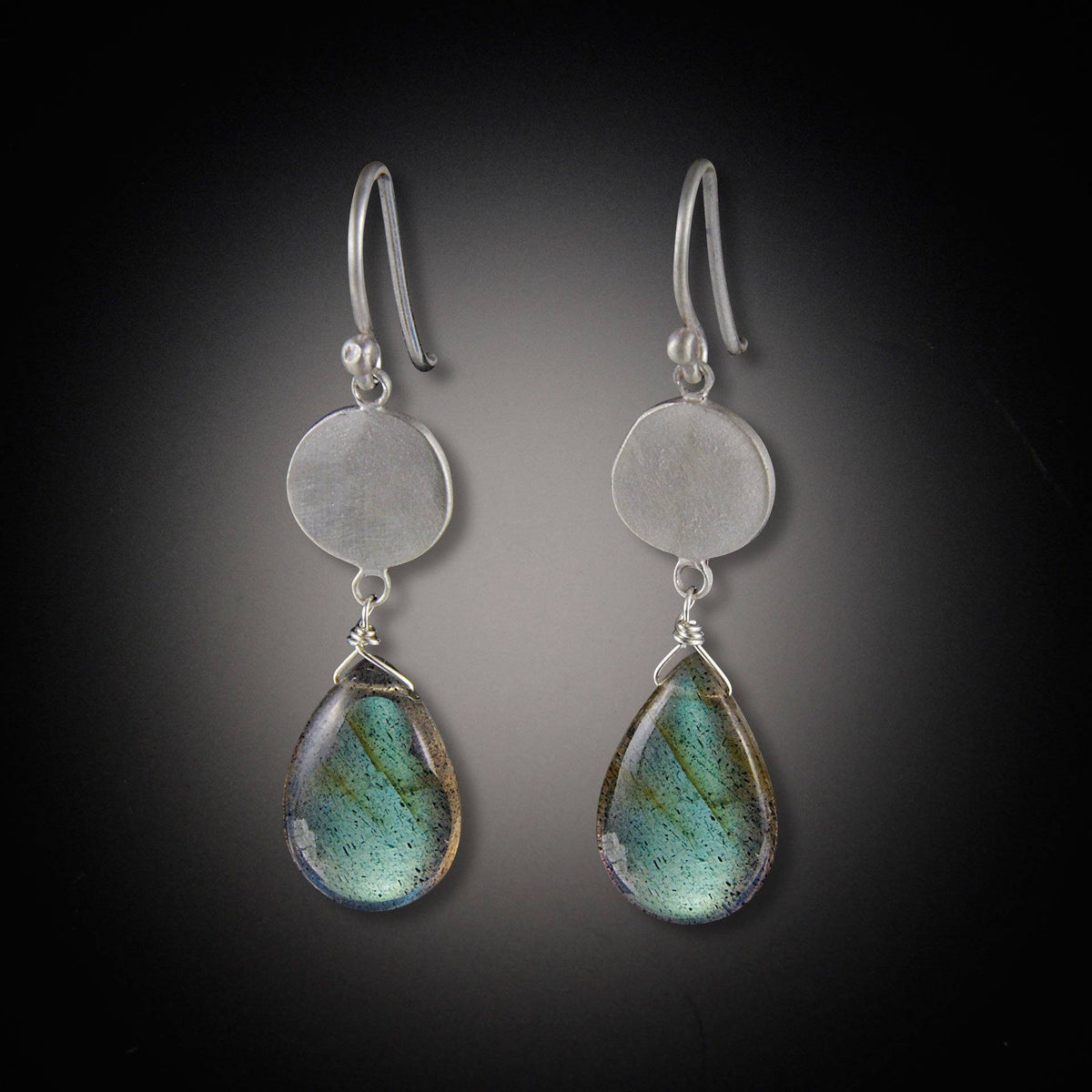 Single Disk with Labradorite Drop Earrings