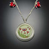Round Poppy Necklace with Coral