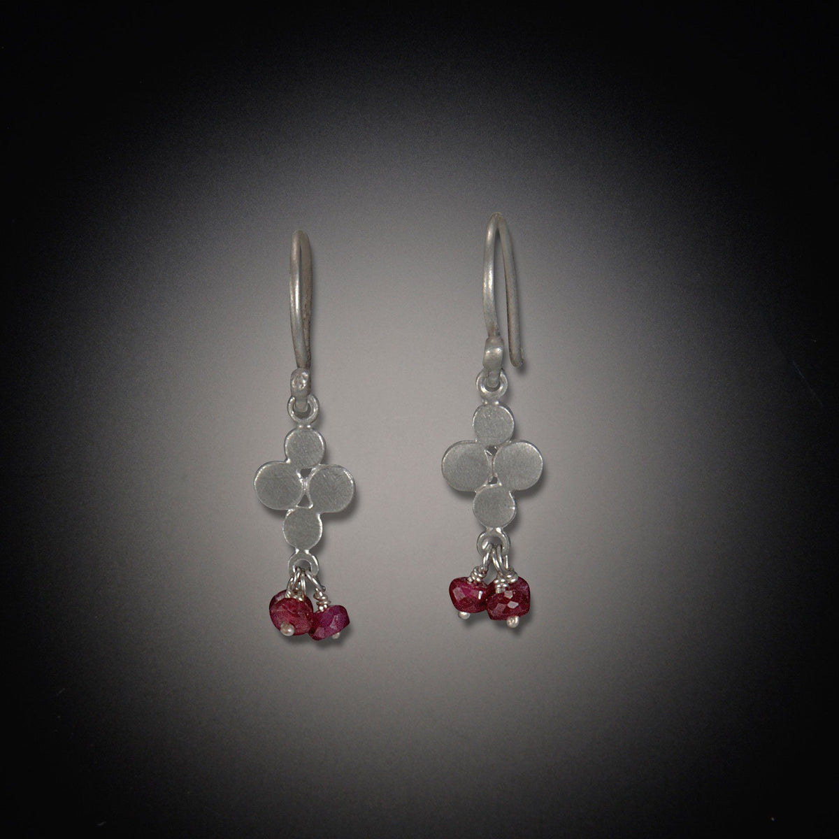 Small Multi Disk Earrings with Ruby Clusters