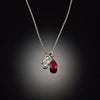 Small Filigree Charm Necklace with Ruby Drop