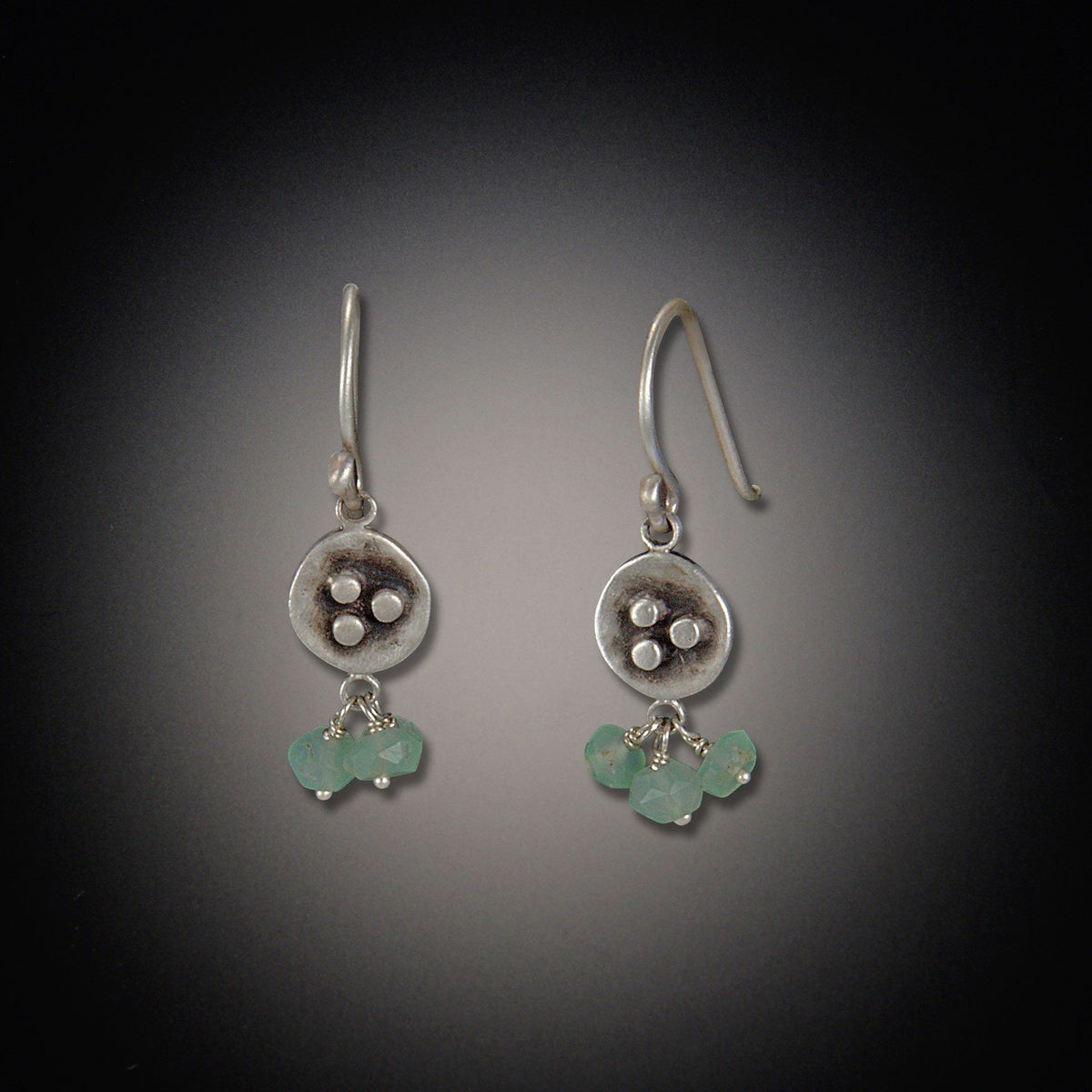 Small Bud Earrings with Chrysoprase Clusters