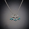 Three Tiny Multi Disk Charm Necklace with Turquoise Clusters