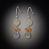 Single Disk with Labradorite Drop and Carnelian Clusters Earrings