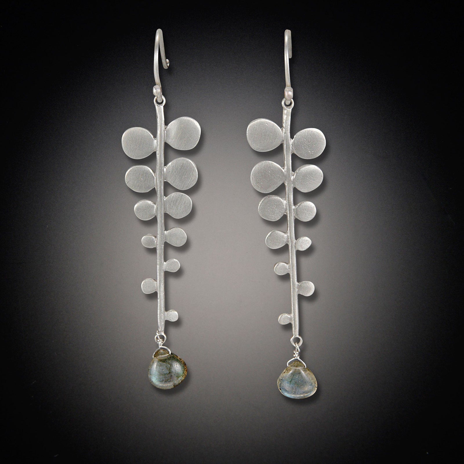 Fern Earrings with Gem Drop