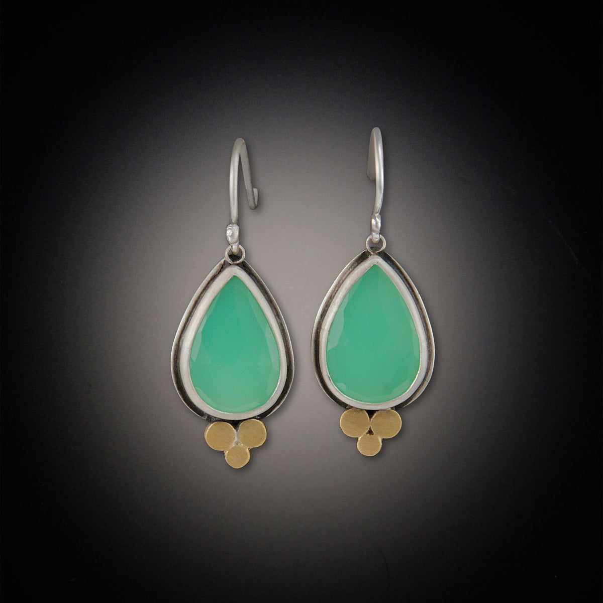 Rose Cut Chrysoprase Teardrop Earrings