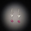 Tiny Triangle Earrings with Pink Tourmaline