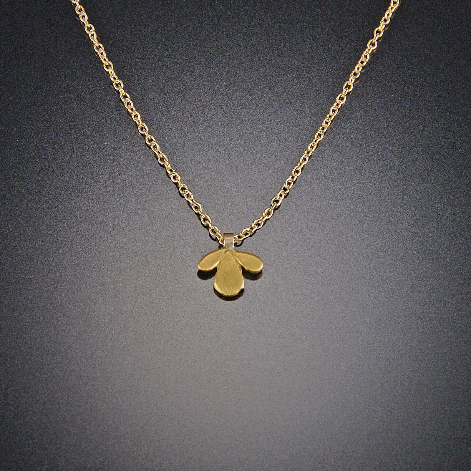 Gold Tiny Leaf Trio Necklace