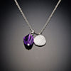 Amethyst and Hammered Disk Charm Necklace