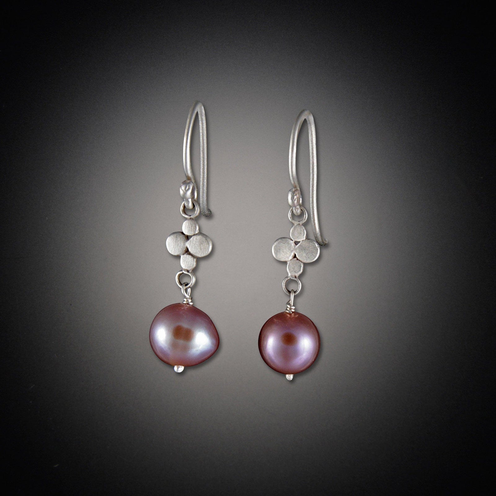 Tiny Multi Disk Earrings with Pearl Drops