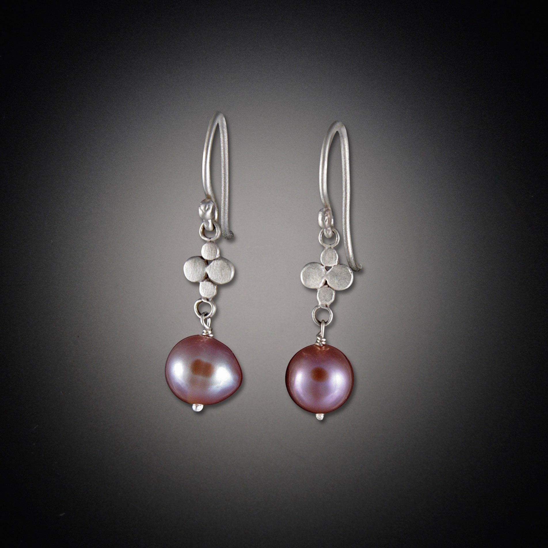 Tiny Multi Disk Earrings with Pearl Drops