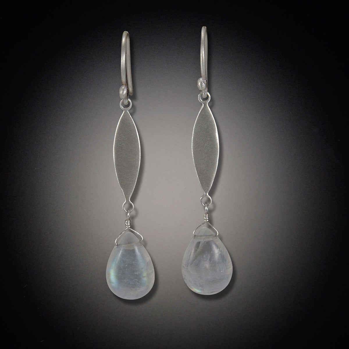 Single Leaf Earrings with Moonstone