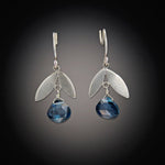 Leaf Earrings with Blue Topaz Drops