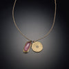 Pink Sapphire Necklace with Large Diamond Disk