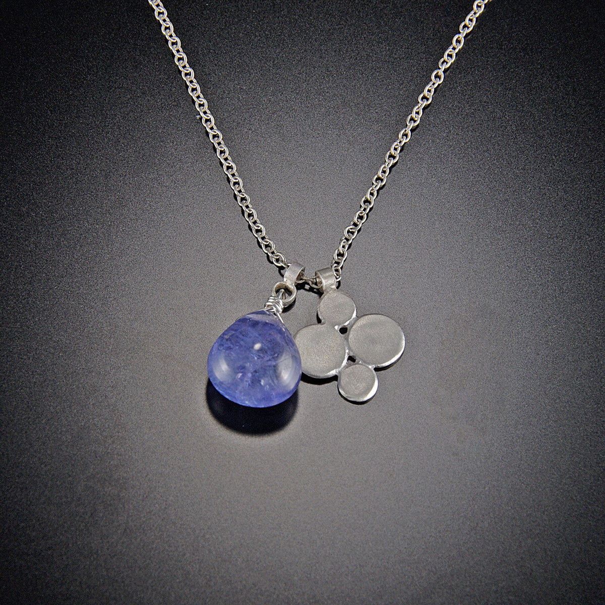 Tanzanite and Medium Multi Disk Charm Necklace