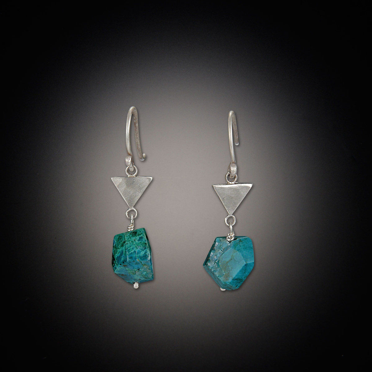 Tiny Triangle Earrings with Turquoise