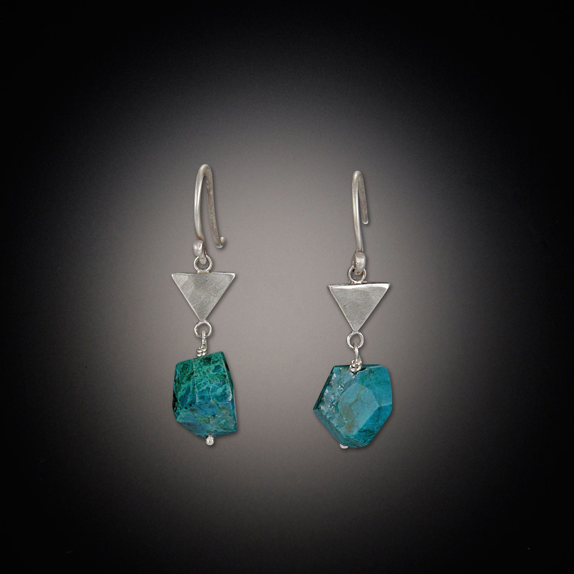 Tiny Triangle Earrings with Turquoise