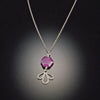 Ruby and Open Leaf Trio Charm Necklace
