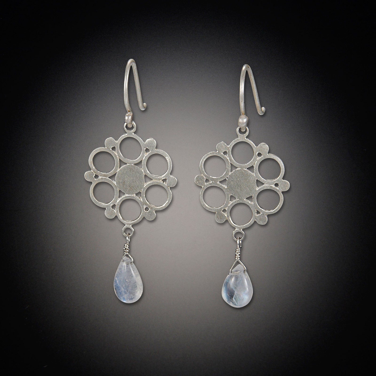 Small Open Mandala Earrings with Moonstone