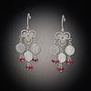 Filigree Trio Earrings with Medium Disk and Ruby Clusters