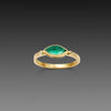 Marquise Emerald Ring with Two Diamond Dots