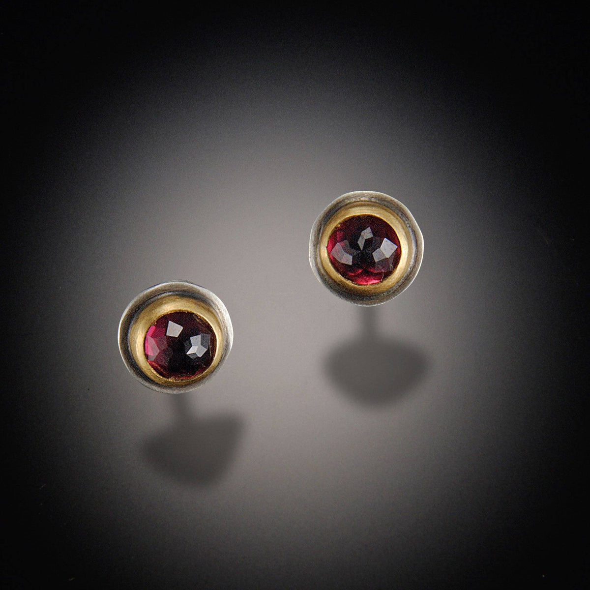 22k Gold Garnet Stud Earrings